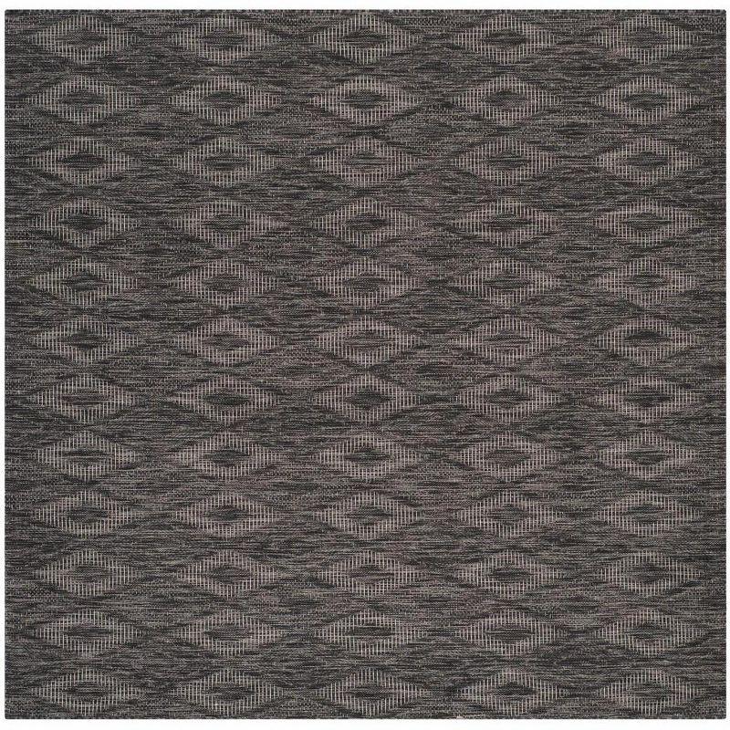 Easy-Care Square Black Synthetic Indoor/Outdoor Area Rug