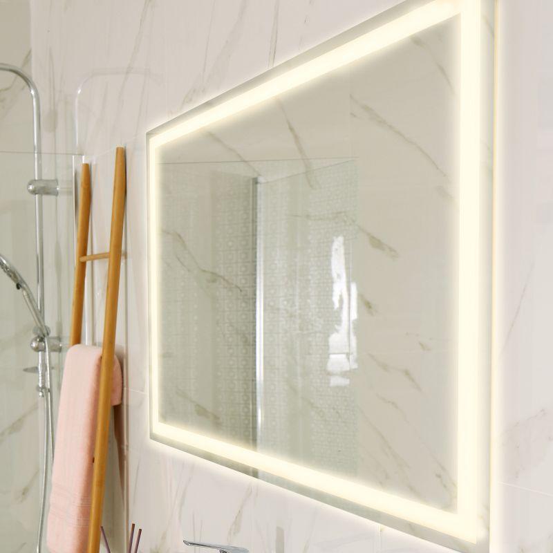 Pax Small Rectangular Frameless Antifog Front/Back-Lit Wall Bathroom Vanity Mirror with Smart Touch - JONATHAN Y