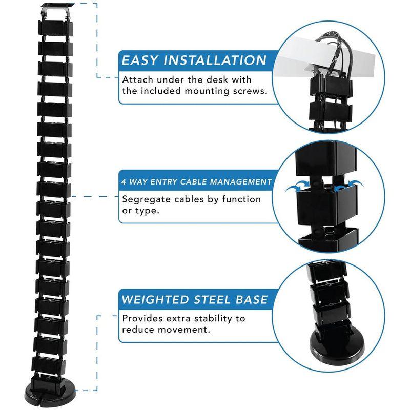 Mount-It! Cable Management Spine & Desk Cord Organizer | Keeps Power & AV Cords Safe and Organized | 50 in. Long Modular Wire Management Tray | Black