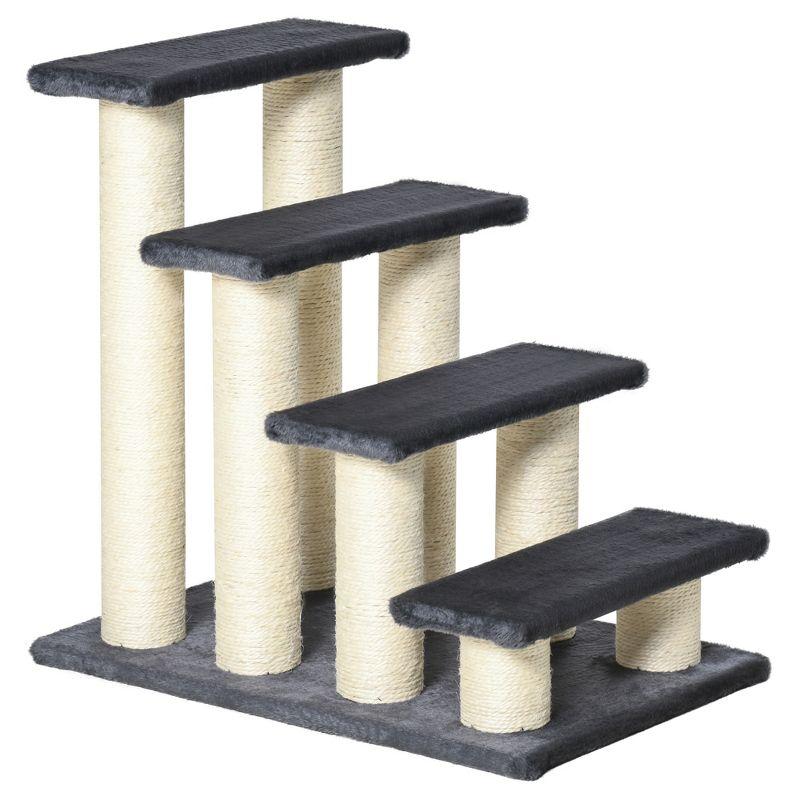 Gray Sisal Stair-Shaped Cat Tree with Scratching Posts