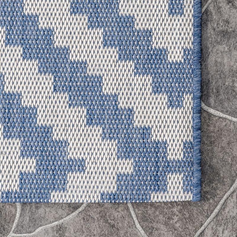 Nuloom Marybelle Geometric Oval 5x8 Indoor/Outdoor Area Rug for Living Room Patio Deck Front Porch Kitchen, Blue/Ivory