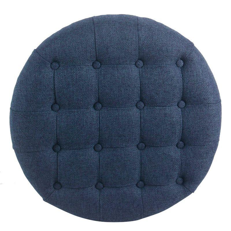 Large Tufted Round Storage Ottoman - HomePop