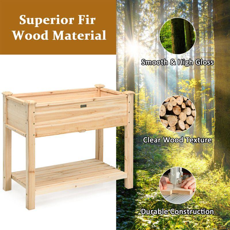 Costway Raised Garden Bed Elevated Wood Planter Box Stand for Vegetable Flower