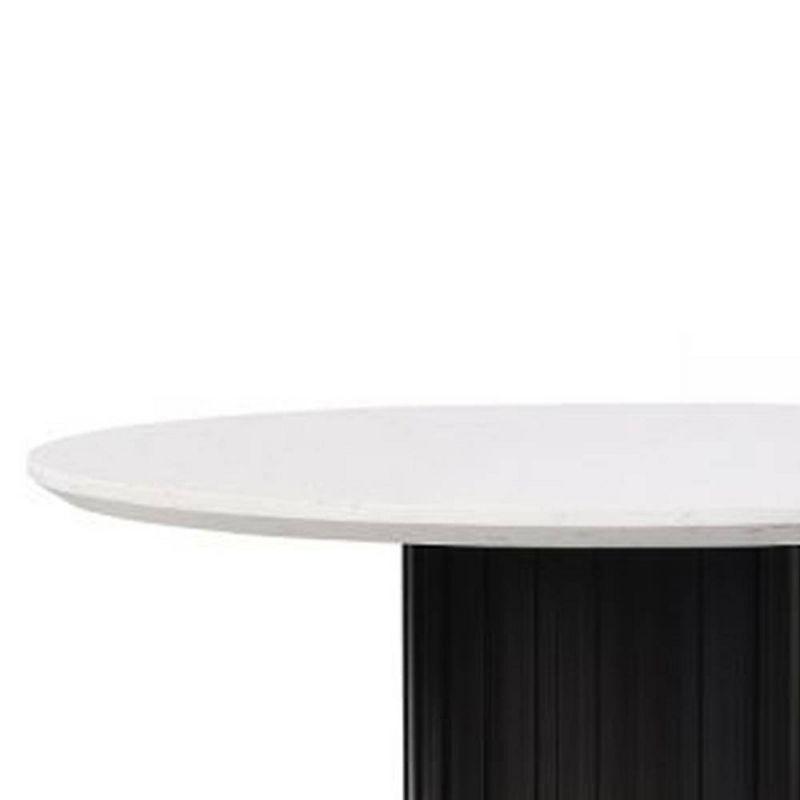 54" Jaramillo Dining Table Engineering Marble Top Black Finish - Acme Furniture: Elegant Rectangular Kitchen Table, Metal Pedestal Base