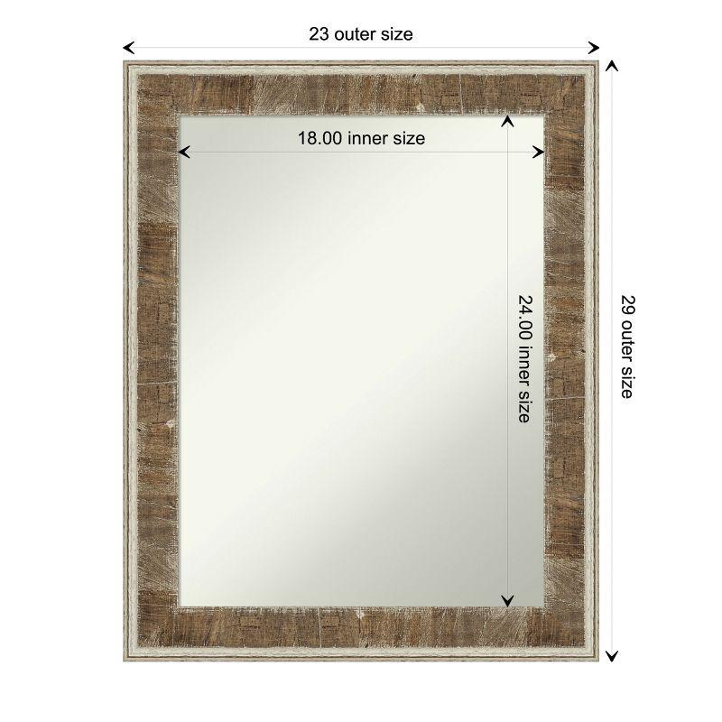 Amanti Art Farmhouse Brown Narrow Non-Beveled Wood Bathroom Wall Mirror 28.75 x 22.75 in.