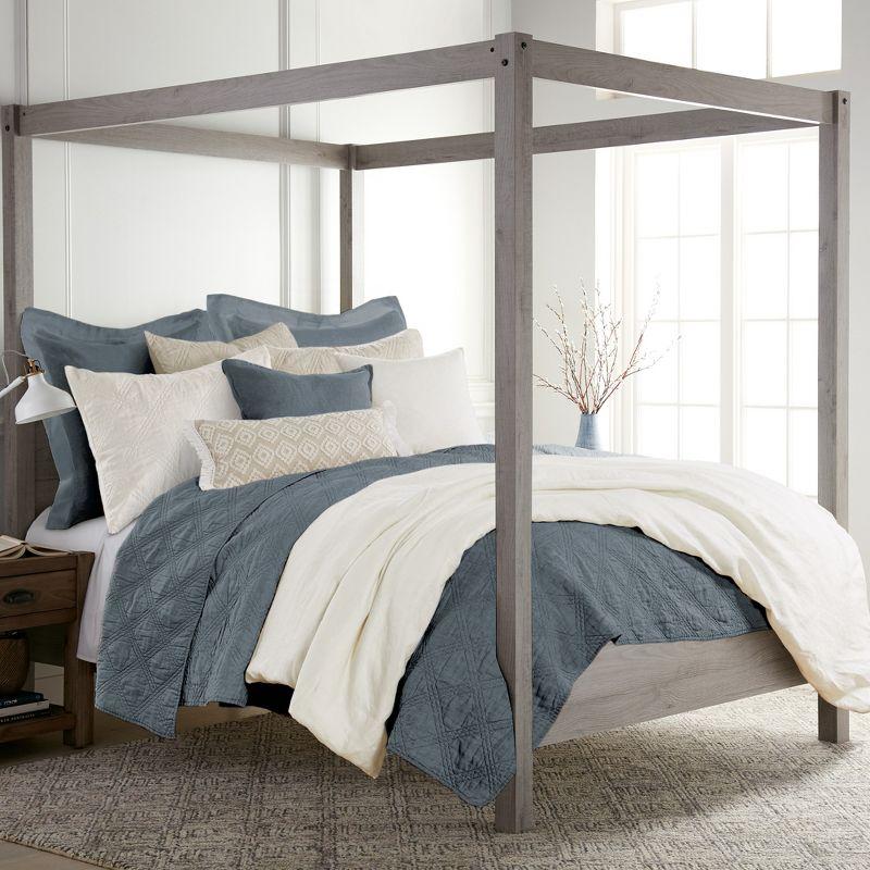 Denim Blue Cotton Twin Quilt Set