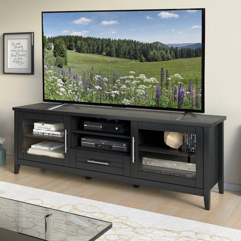 Jackson 71" Black Wood Grain TV Stand with Cabinets