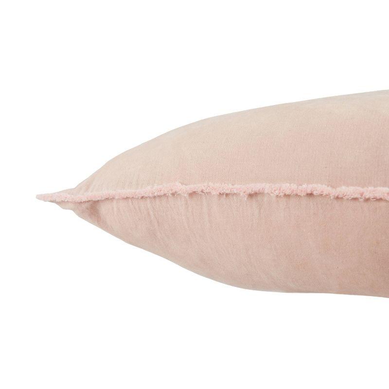 26"x26" Oversized Sunbury Poly Filled Square Throw Pillow Blush - Jaipur Living: Fringe-Trim, Cotton Knit, Zipper Closure