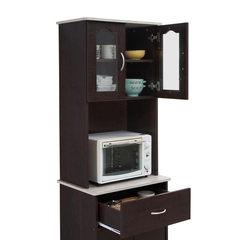 Hodedah HIK94 Kitchen China Cabinet w/ Transparent Doors, 4 Shelves, Choco-Grey