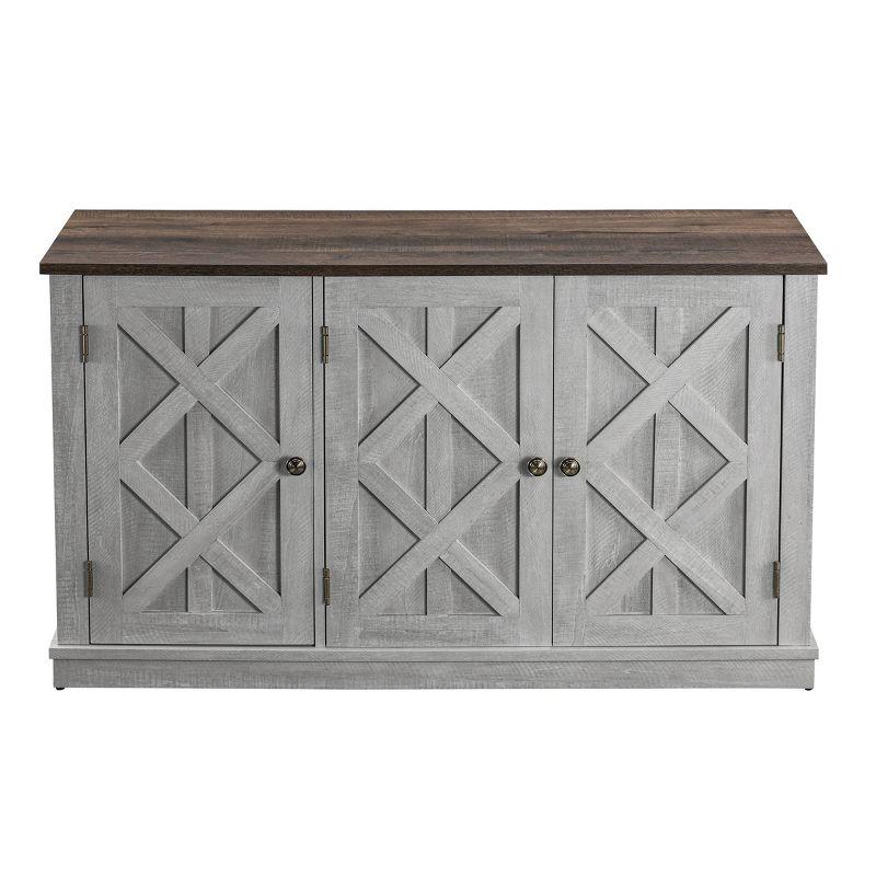 48 in. Rustic Off-White Wood TV Stand with Cabinet