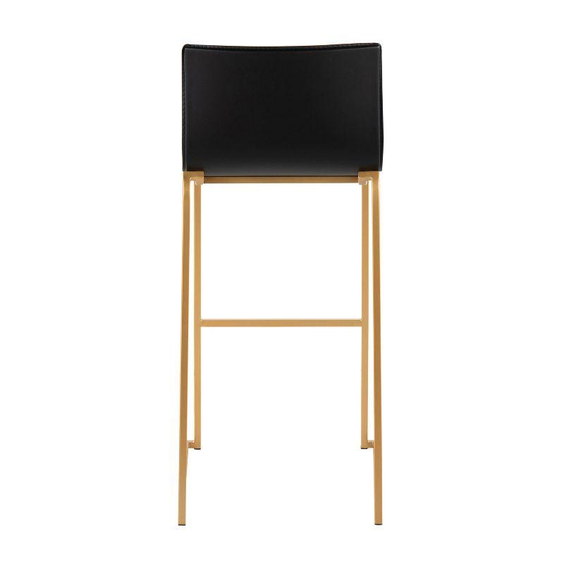Set of 2 Mara Upholstered Barstools Black/Gold - Lumisource: Faux Leather, Steel Base, Footrest, 250lb Capacity