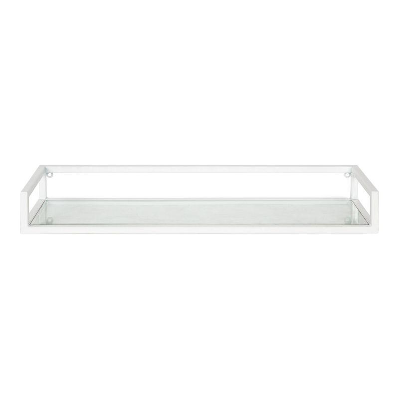 24" x 8" x 3" Blex Metal and Glass Wall Shelf White - Kate & Laurel All Things Decor: No Assembly, Open Shelving Design