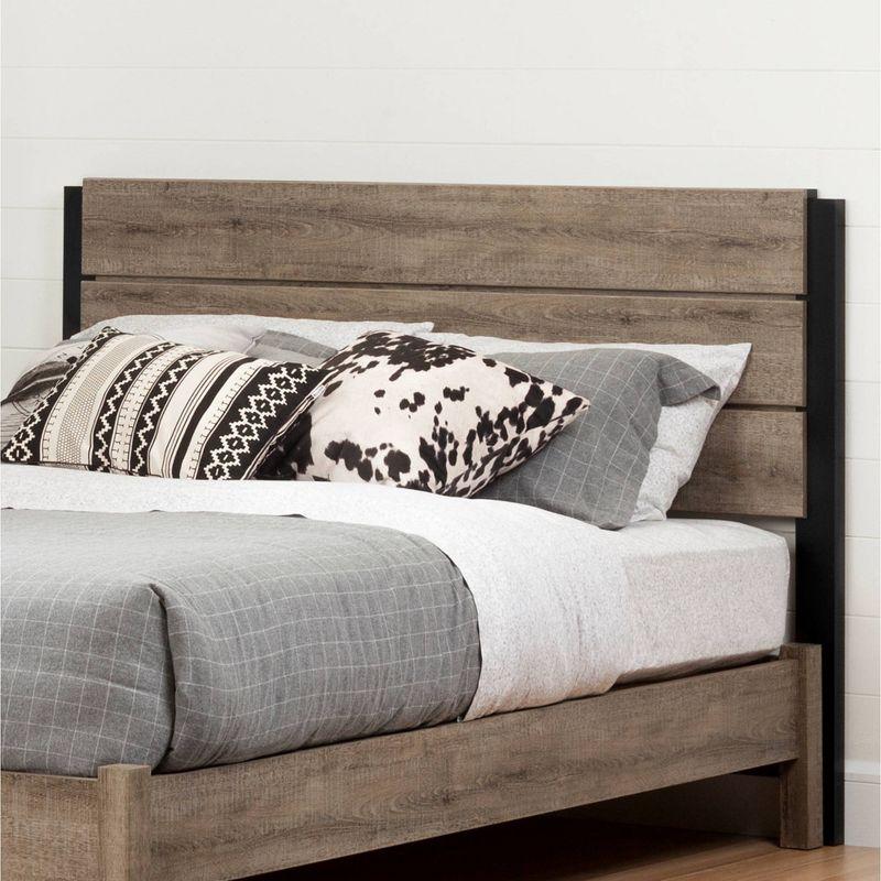 Munich Headboard Weathered Oak/Matte Black - South Shore