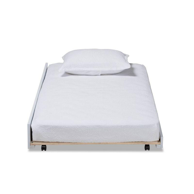 Baxton Studio Twin Alya Wood Trundle White/Gold: Rubberwood & MDF Frame, No Box Spring Needed