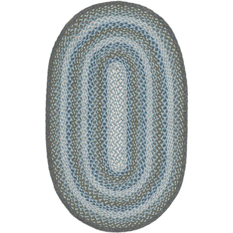 Braided BRD652 Flat Weave Indoor Area Rug - Light Blue/Green - 4'x6' Oval - Safavieh