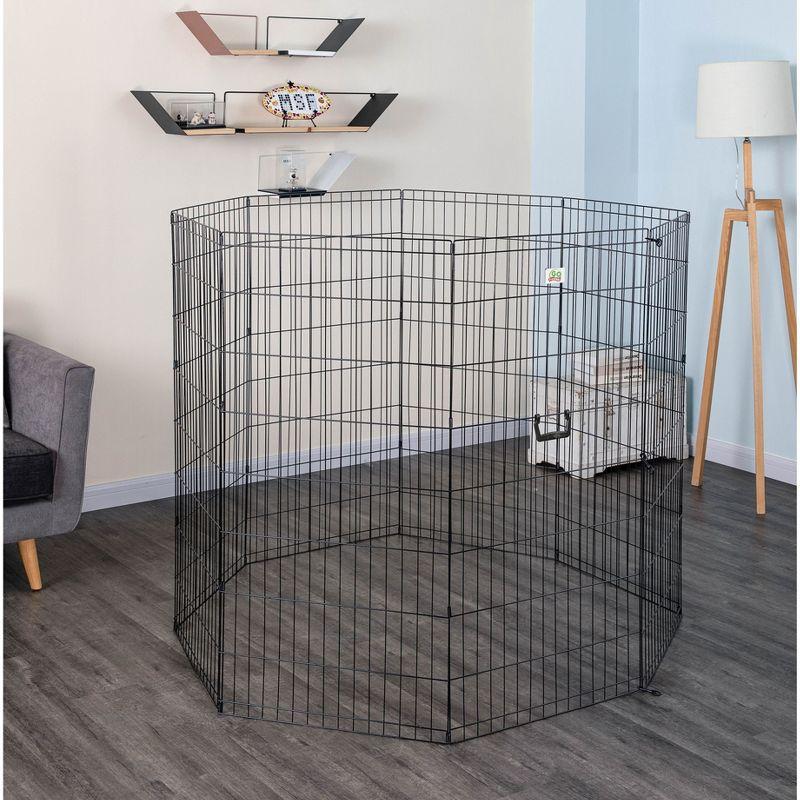 Black Metal Foldable Pet Exercise Pen 48" Tall