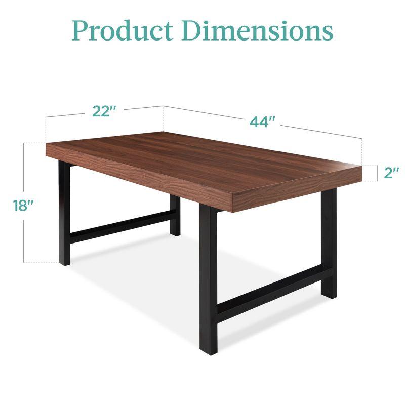 Best Choice Products 44in Modern Butcher Block Top Coffee Table, Rectangular Wood Accent Table w/ Metal Legs