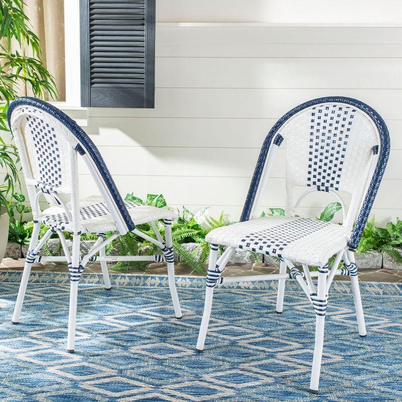 Zoya Chair (Set Of 2) - Indoor/Outdoor - PAT4037 - Blue/White - Safavieh