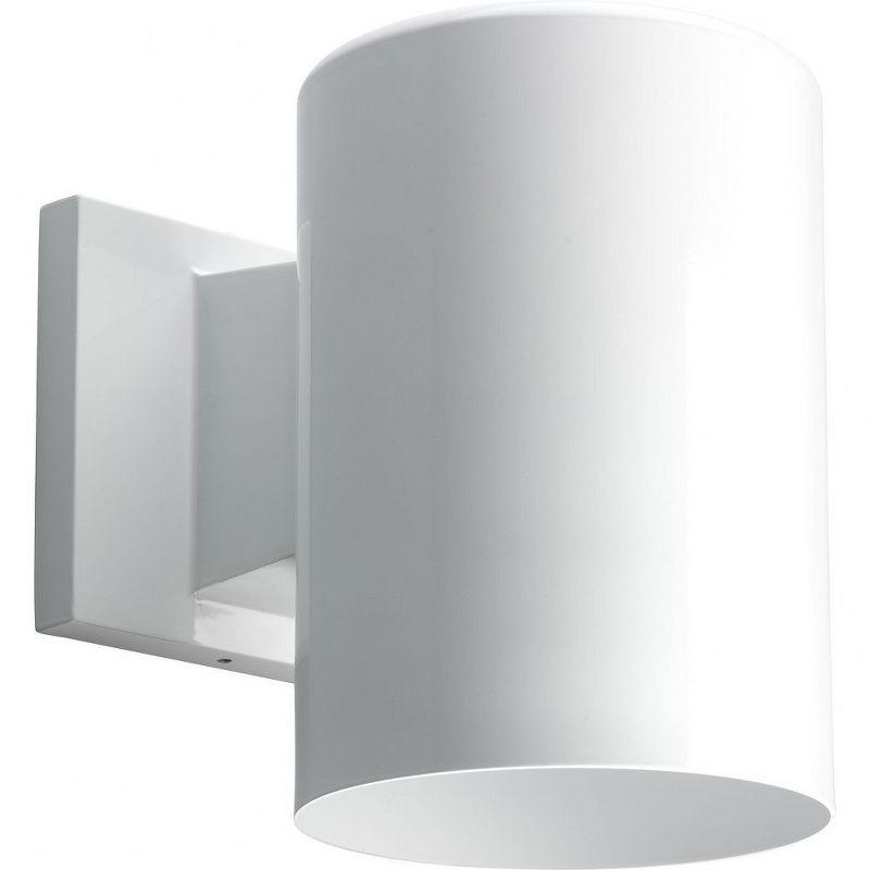 White Porcelain Cylinder Wall Sconce with Bronze Finish