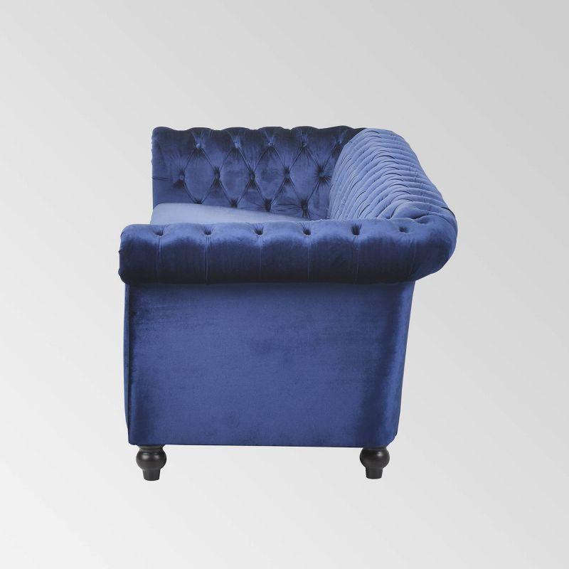 Parksley Tufted Chesterfield Velvet Sofa Dark Blue - Christopher Knight Home