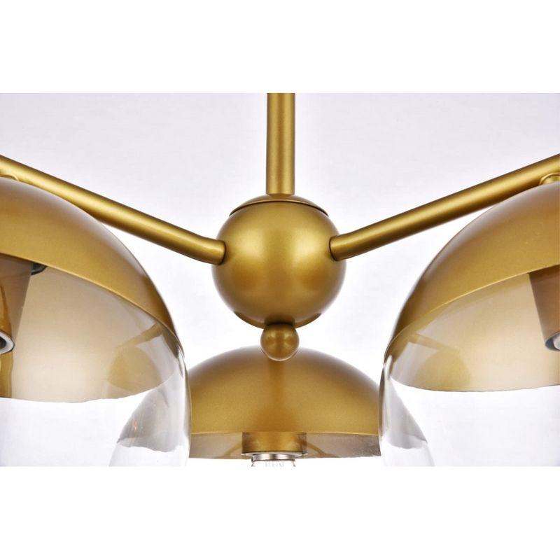 Elegant Lighting Eclipse 3 Lights Brass Pendant With Clear Glass