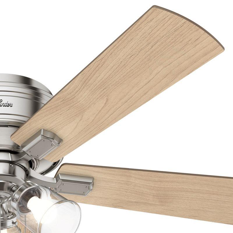 52" Crestfield Low Profile Ceiling Fan (Includes LED Light Bulb) Brushed Nickel - Hunter Fan: 5-Blade, 3-Speed, Flush Mount, Reversible Motor