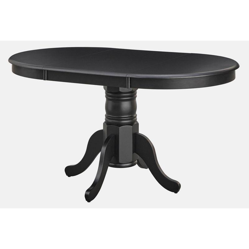 Buylateral 7pc Lancaster Farmhouse Solid Wood Extendable Dining Table Set Black: Solid Rubberwood, Pedestal Base, Removable Leaf