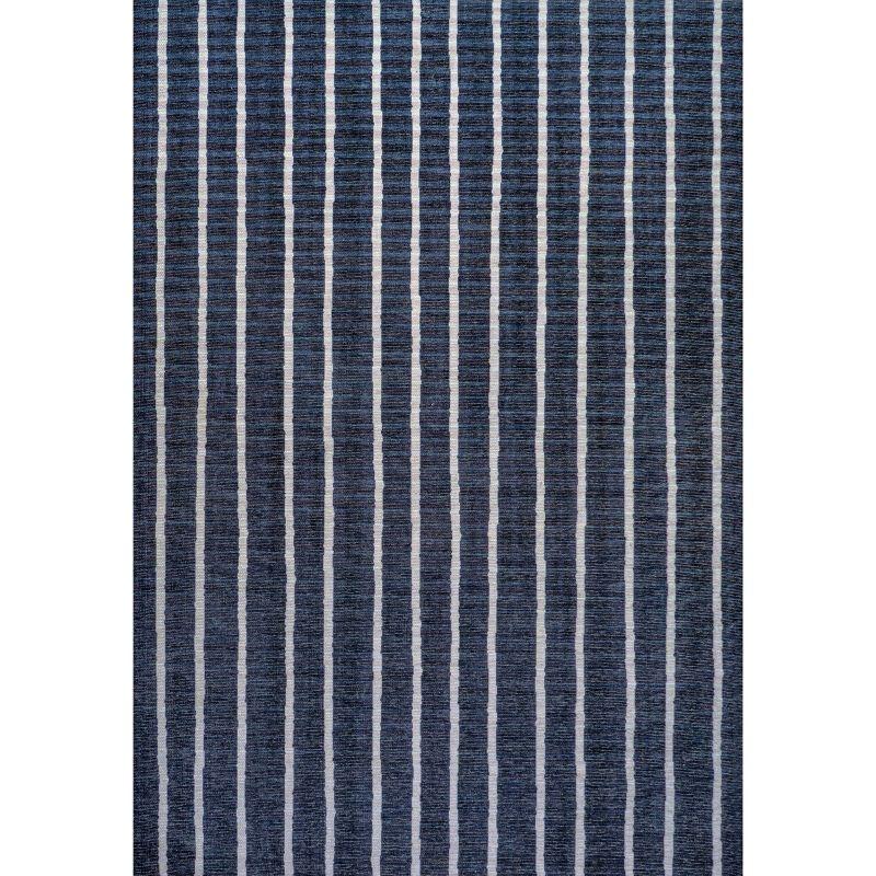 2' x 8' Rand Distressed Ticking Stripe Machine-Washable Runner Rug, Navy/Ivory - JONATHAN Y