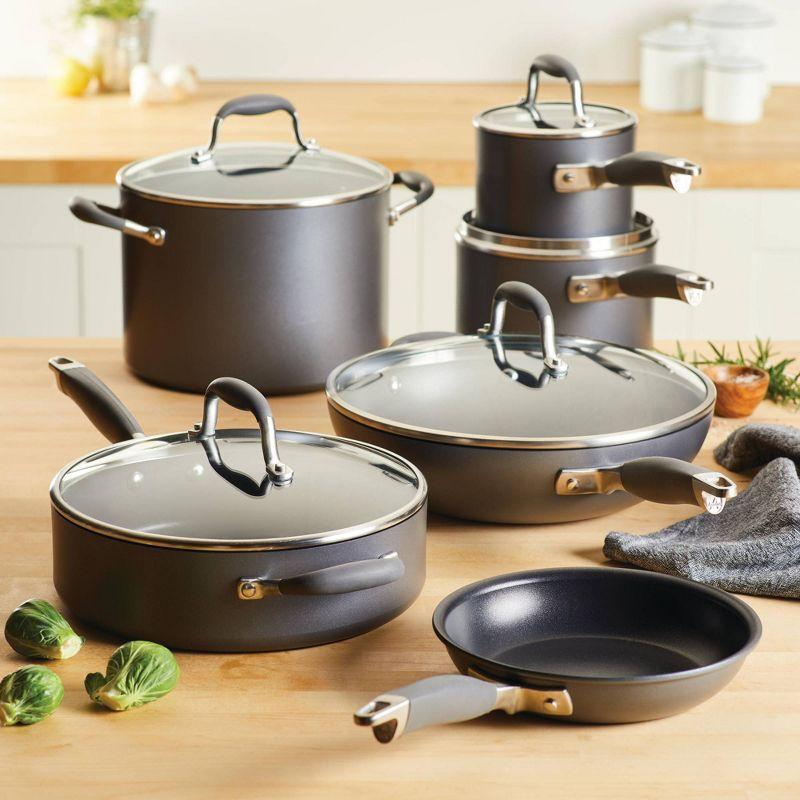 Gray Aluminum Nonstick 11-Piece Cookware Set with Glass Lids