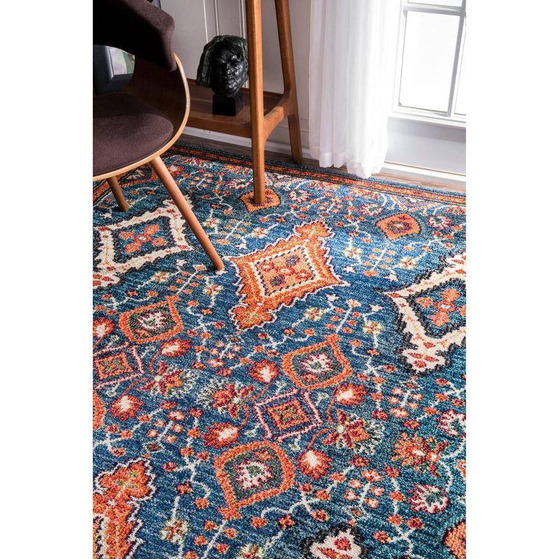 4'x6' Diamond Elayne Area Rug - nuLOOM: Geometric Blue, Low Pile, Indoor, Machine Made, Polypropylene