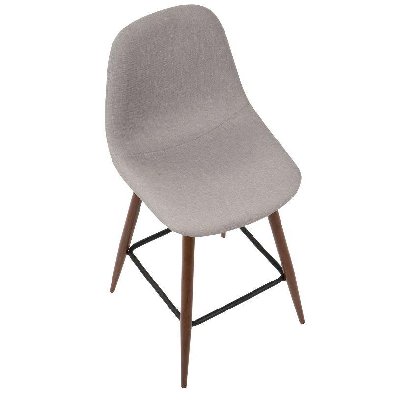 Set of 2 Pebble Mid-Century Modern Counter Height Barstools Light Gray - LumiSource: Upholstered, Metal Legs, Spot Clean