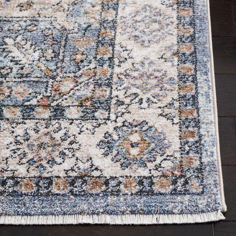 Modern Elegance 5' Square Blue & Grey Synthetic Area Rug