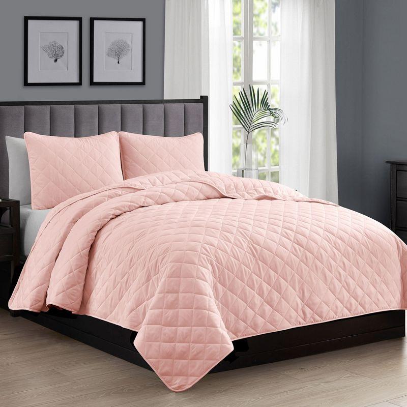 Swift Home | Essential Diamond Stitched 3-Piece Quilt Set Navy Twin/Twin XL