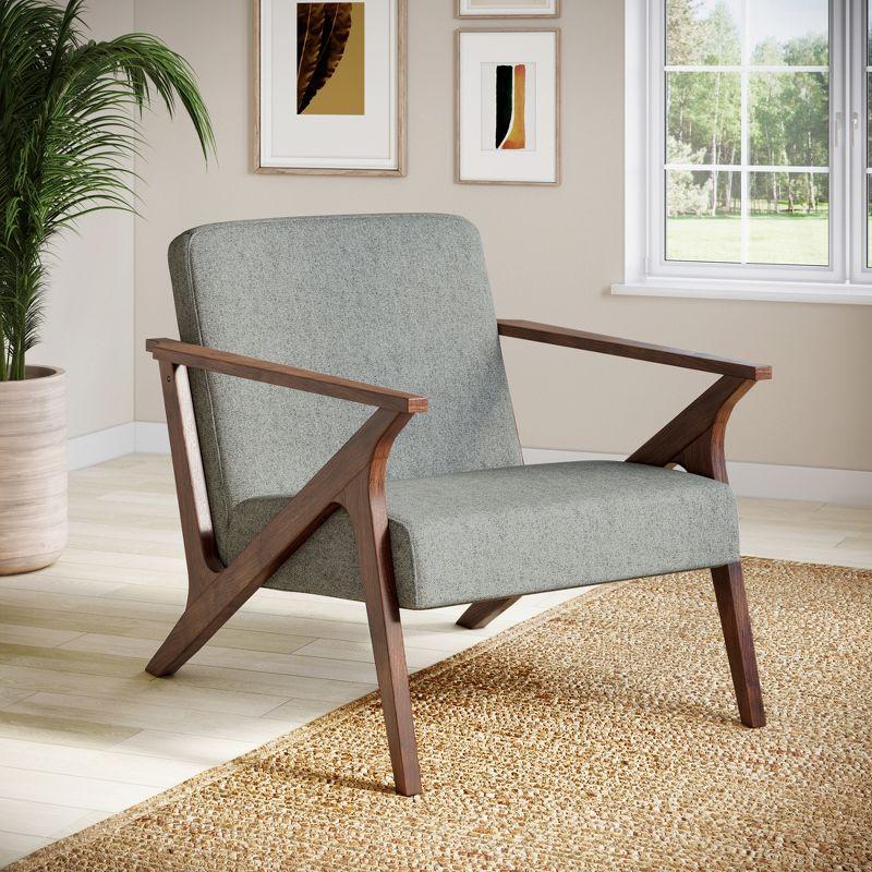 Grove Mid-Century Modern Gray Wood Frame Upholstered Accent Chair