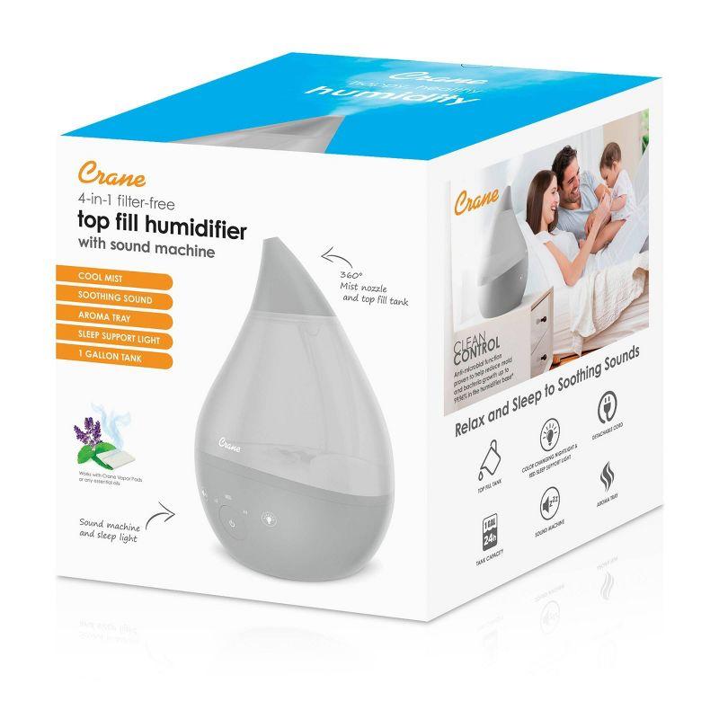 Crane Drop 4-in-1 Ultrasonic Cool Mist Humidifier with Sound Machine - 1gal