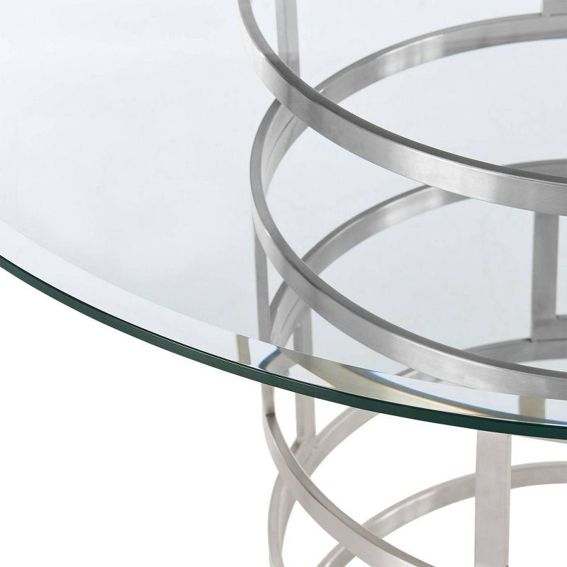 Armen Living Diaz Round Glass Dining Table