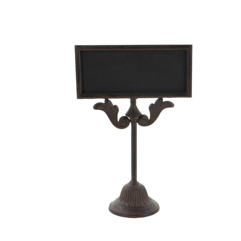 Olivia & May Sign of the Times Rustic Iron Chalkboard and Stand 16": Pedestal Writing Display for Events