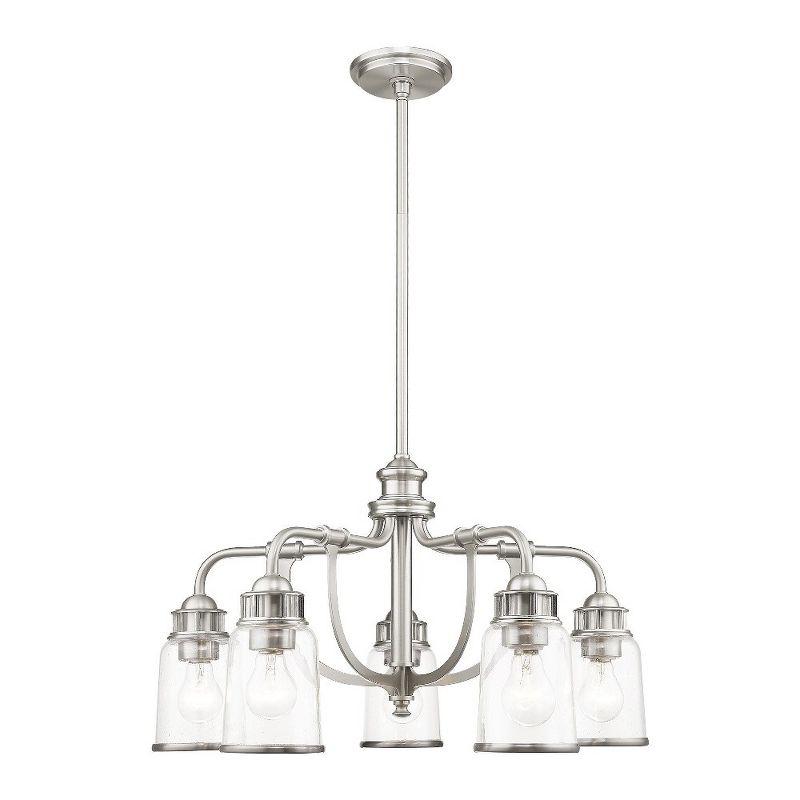 Lawrenceville 24" Coastal Industrial 5-Light Chandelier with Clear Seeded Glass