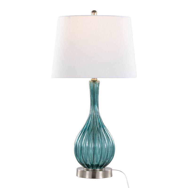 LumiSource Jenny 27" Table Lamps: Brushed Nickel Accents, Linen Drum Shade, UL Listed