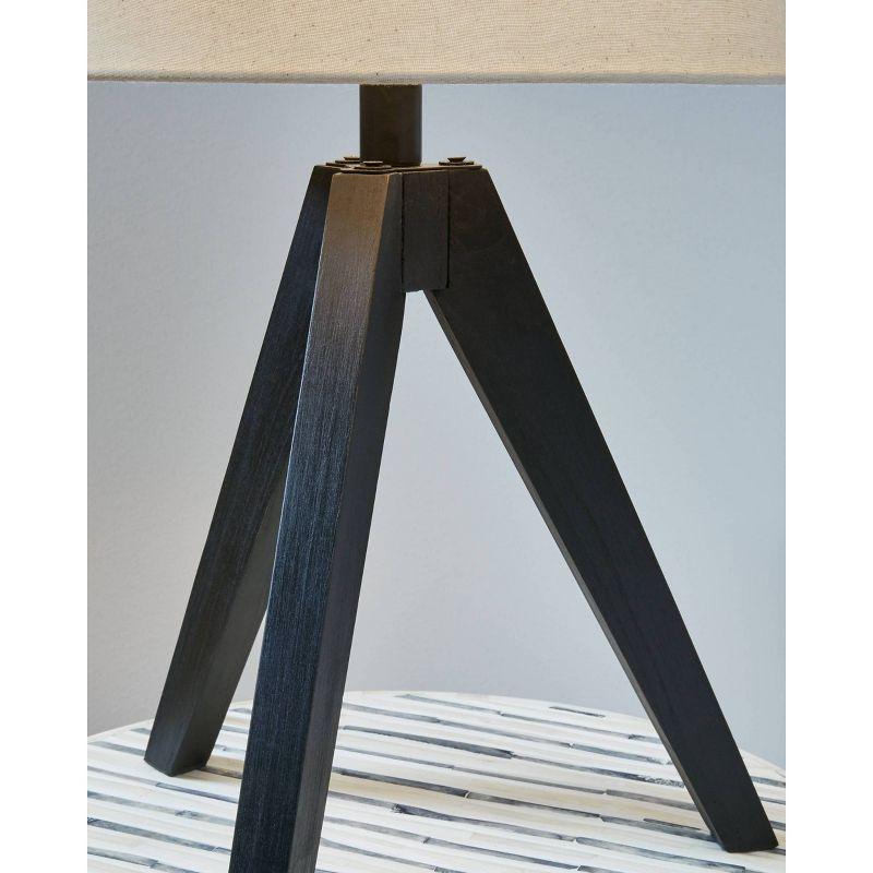 Black and Beige 24" Wood Tripod Table Lamp Set