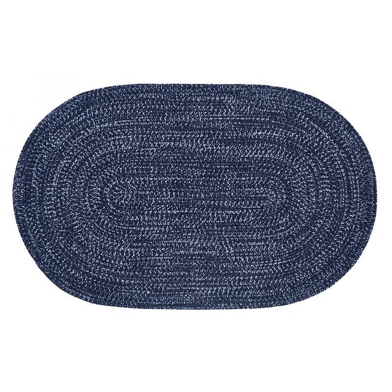 30" x 50" Chenille Tweed Collection Navy & Smoke Blue Reversible Indoor Area Utility Oval Rug - Better Trends