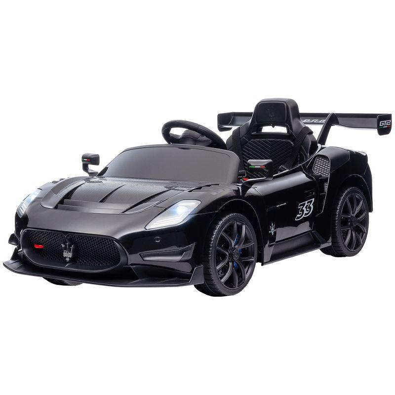 Qaba Maserati GT2 Licensed Ride On Car, 12V 3MPH Battery Powered Electric Car for Kids with Shock-Absorbers, Auxiliary Wheels, Remote, Horn, Black