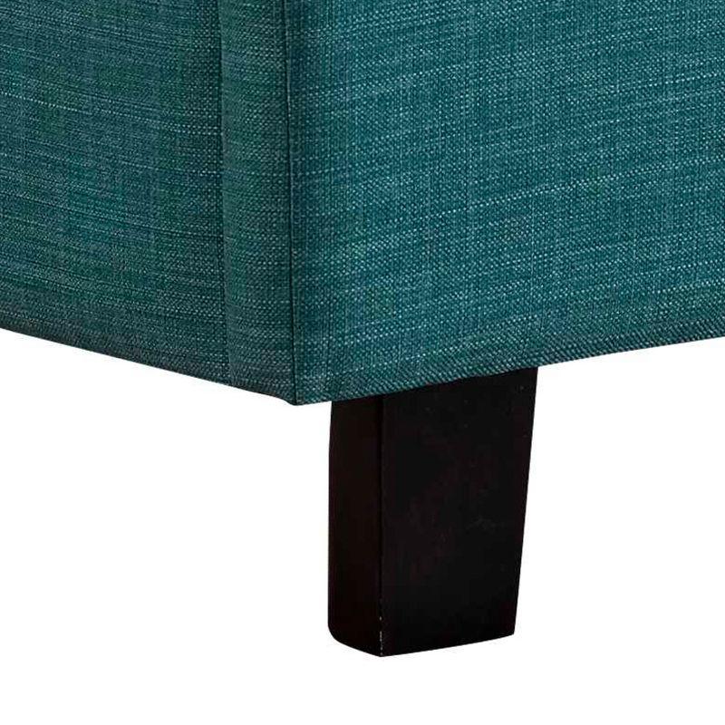 Teal Transitional Twin Upholstered Platform Bed with Nailhead Trim