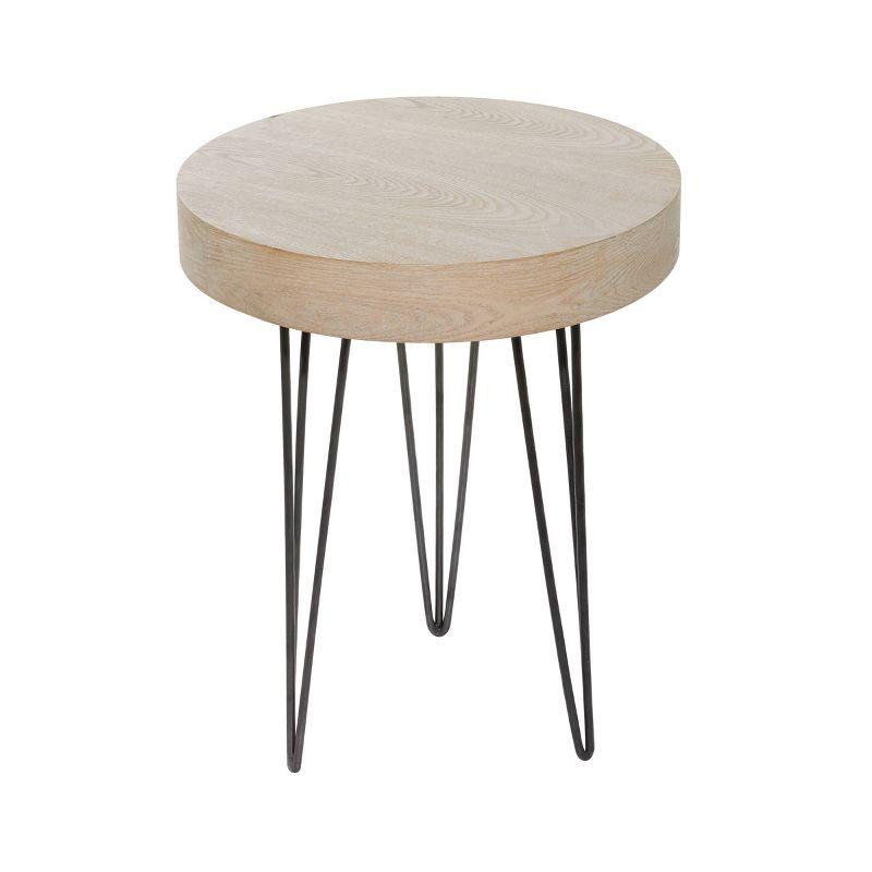 Union Rustic Villalpando Wooden Side End Brown Accent Table with Black Metal Hairpin Legs
