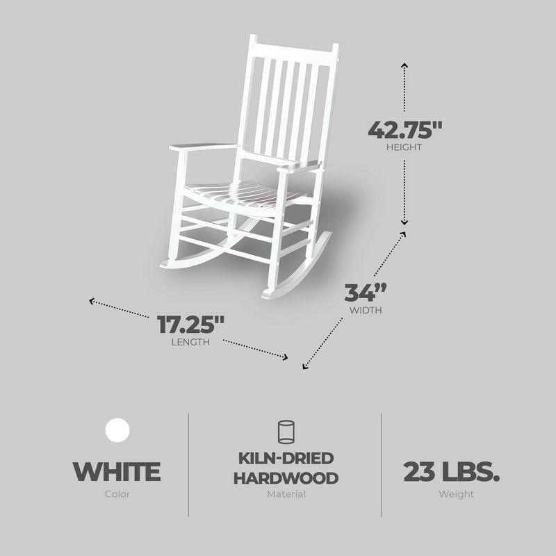 White Kiln-Dried Hardwood Mission Style Outdoor Rocking Chair