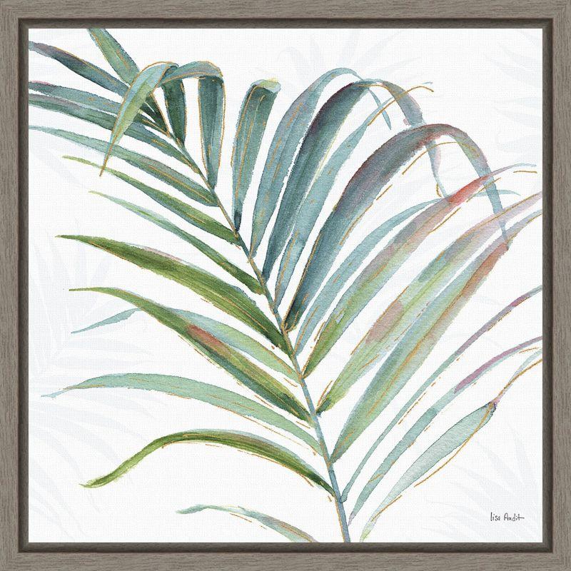 Tropical Blush V Green and Pink Framed Canvas Wall Art