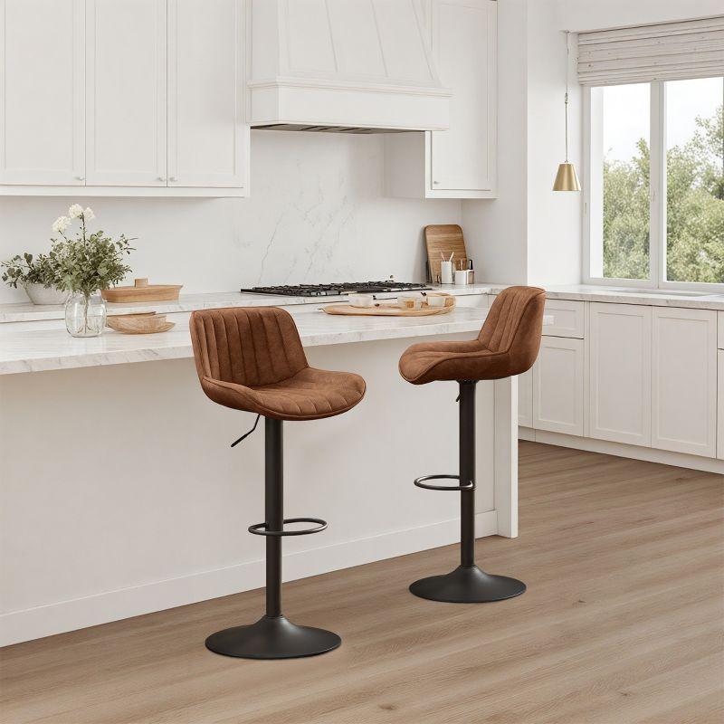 walsunny Swivel Upholstered Adjustable Height Counter Stool with Metal Frame (Set of 2)