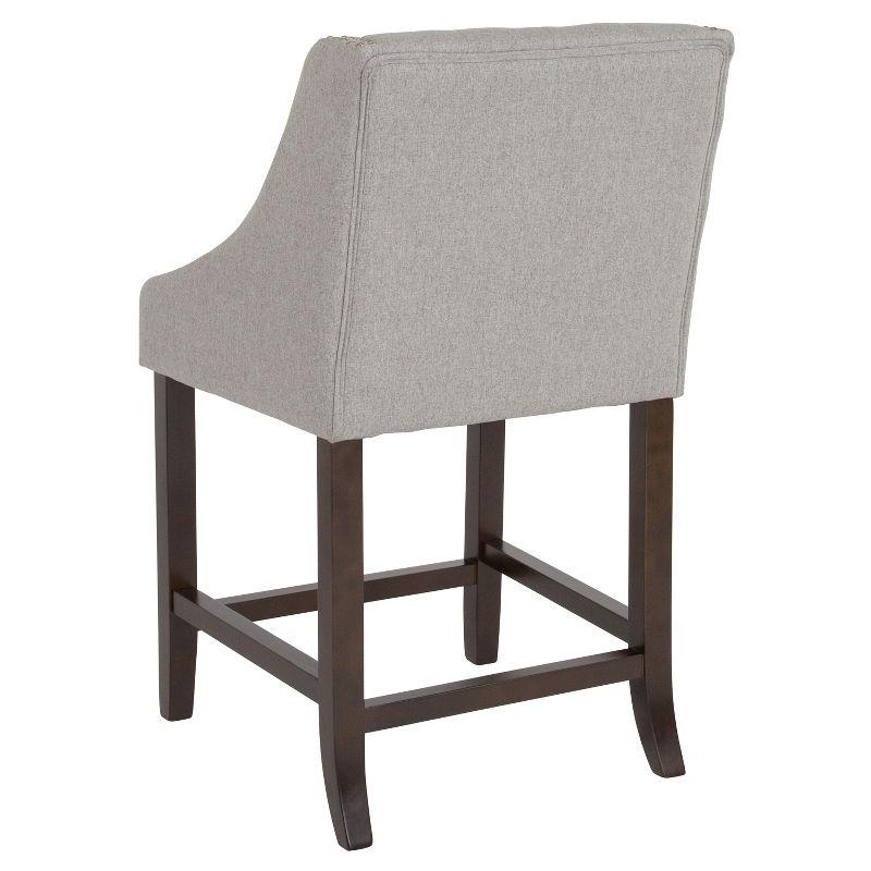 Flash Furniture Carmel Series 24" High Transitional Tufted Walnut Counter Height Stool with Accent Nail Trim