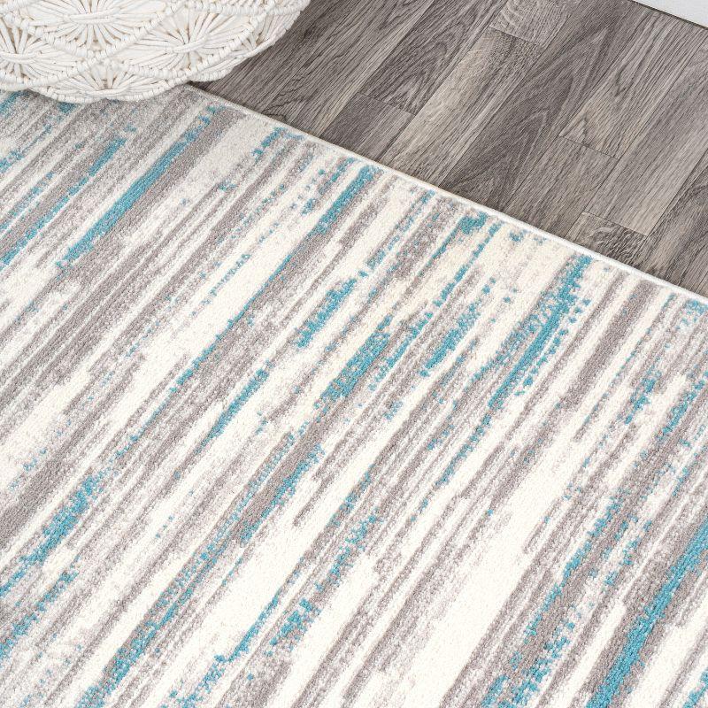 Abstract Linear Stripe Gray Synthetic Area Rug