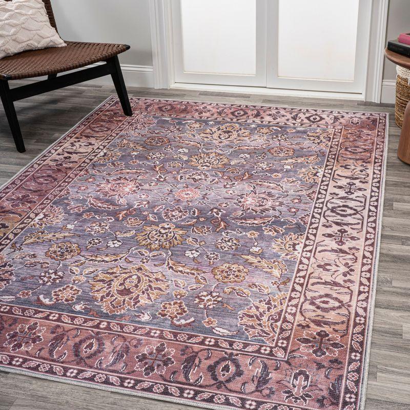 5' x 8' Victoria Ornate Persian All-Over Washable Area Rug, Brown/Gray - JONATHAN Y